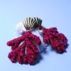 Corail Boucles d'oreilles corail rouge brodée