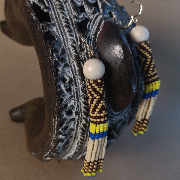 Boucles d'oreilles tissées, traditionnelle nomade, chocolat