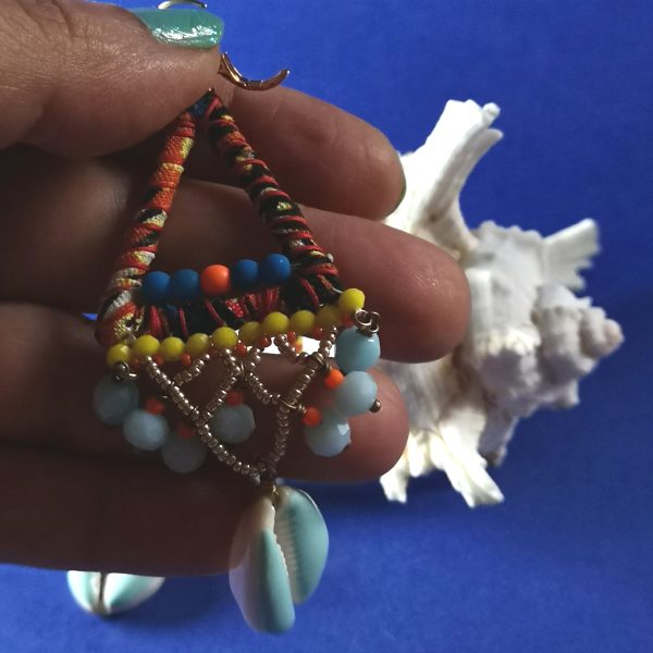 Boucles d'oreilles cauris bleu