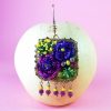 Boucles d'oreilles brodées Roses et mimosa