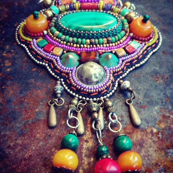 Parure Dassine, bijou nomade du désert, malachite