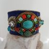manchette ethnique , turquoise, peau de tambour