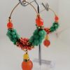 boucles d'oreilles créoles, pierre chrysoprase, cornaline