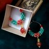 boucles d'oreilles ethniques, créoles Chrysoprases et Cornaline