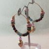 Boucles d'oreilles ,Créoles ethniques Larimar et Grenat