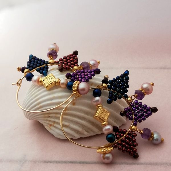 Petites créoles ethniques, étoiles des vents, pourpre.