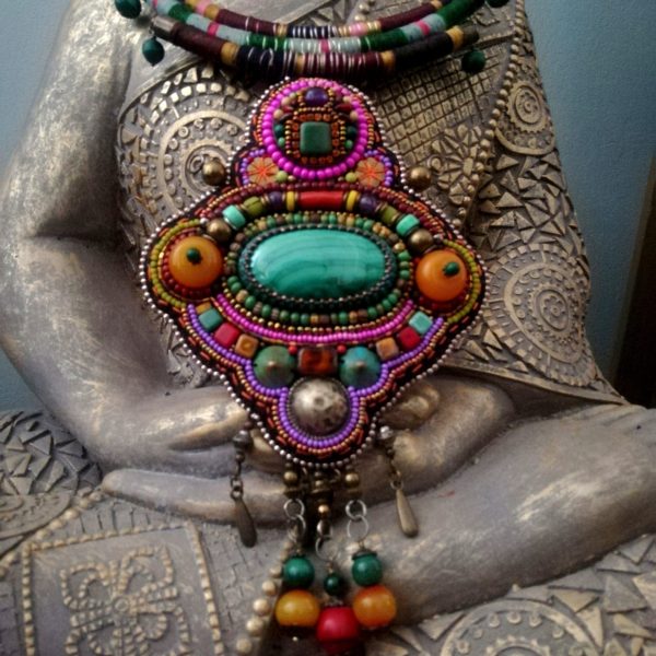 Parure Dassine, bijou nomade du désert, malachite