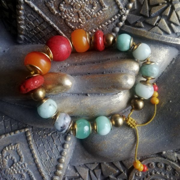 Bracelet Zen, pierres Chrysoprases, unisexe