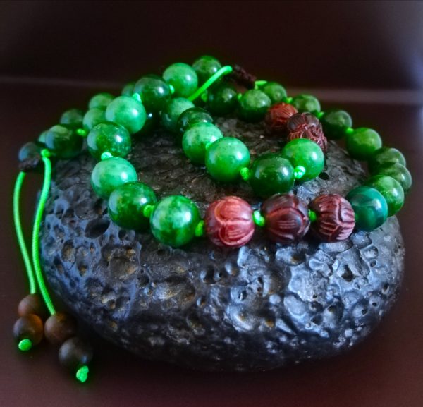 Bracelet Zen, mixte,L'esprit de la forêt, Jaspe vert des steppes de l'Oural