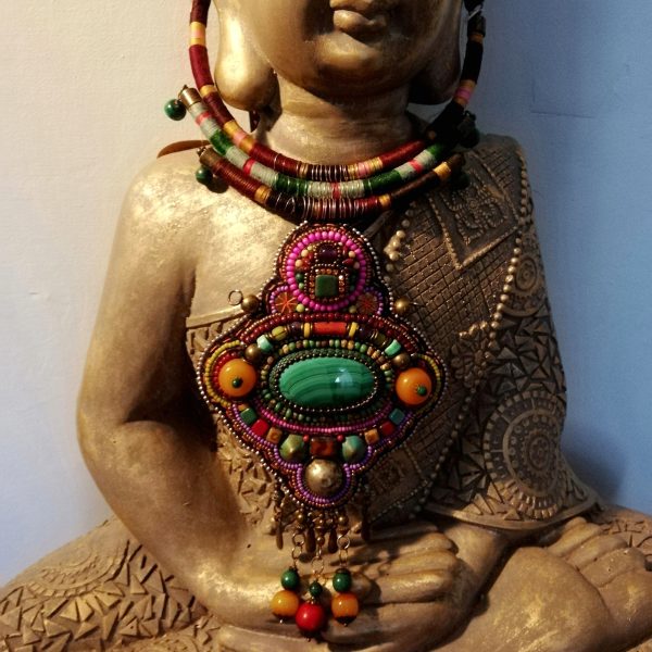 Parure Dassine, bijou nomade du désert, malachite
