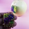 Boucles d'oreilles brodées Roses et mimosa