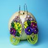 Boucles d'oreilles brodées, cascade de mimosa et rose