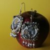 Boucles d'oreilles brodées, fleur de Lys
