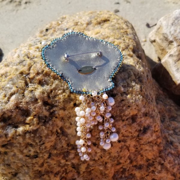 coquillage bleu brodé, dos Bye Bye my Love
