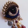 Exceptionnelle Broche XXL , bijou- oeil brodée.