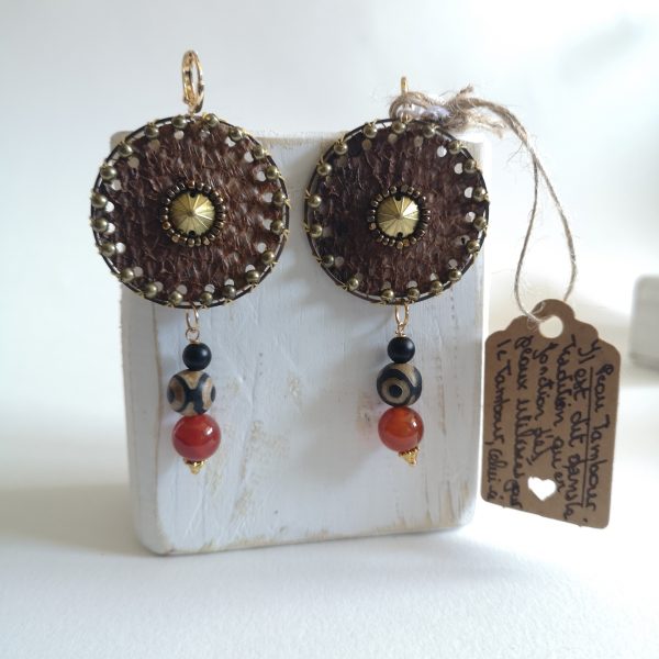 dav Peau Tambour, Boucle d'oreille cuir de poisson, petit modèle.