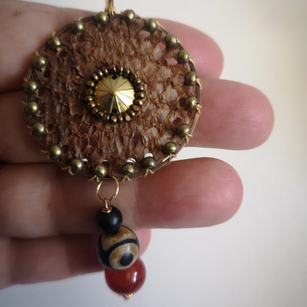 ptr Peau Tambour, Boucle d'oreille cuir de poisson, petit modèle.